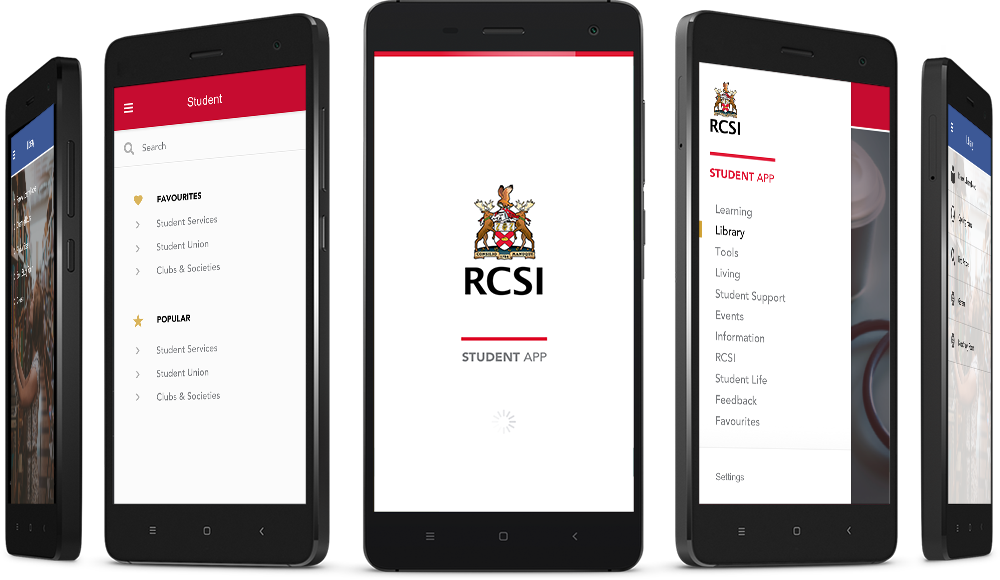 A showcase of the My RCSI App on phones
